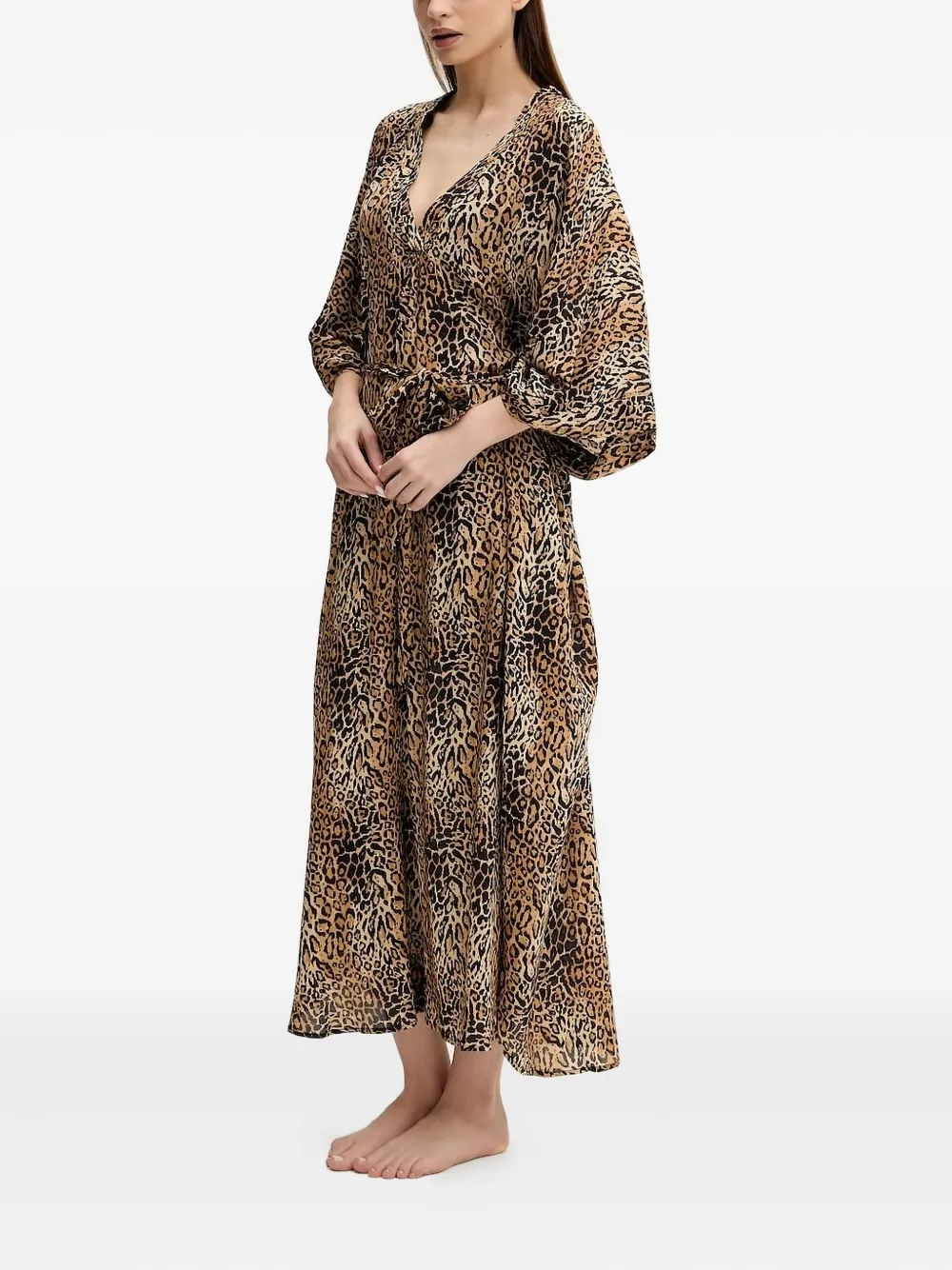 

Платье Bonnie leopard print V-neck kaftan Melissa Odabash, нейтральный