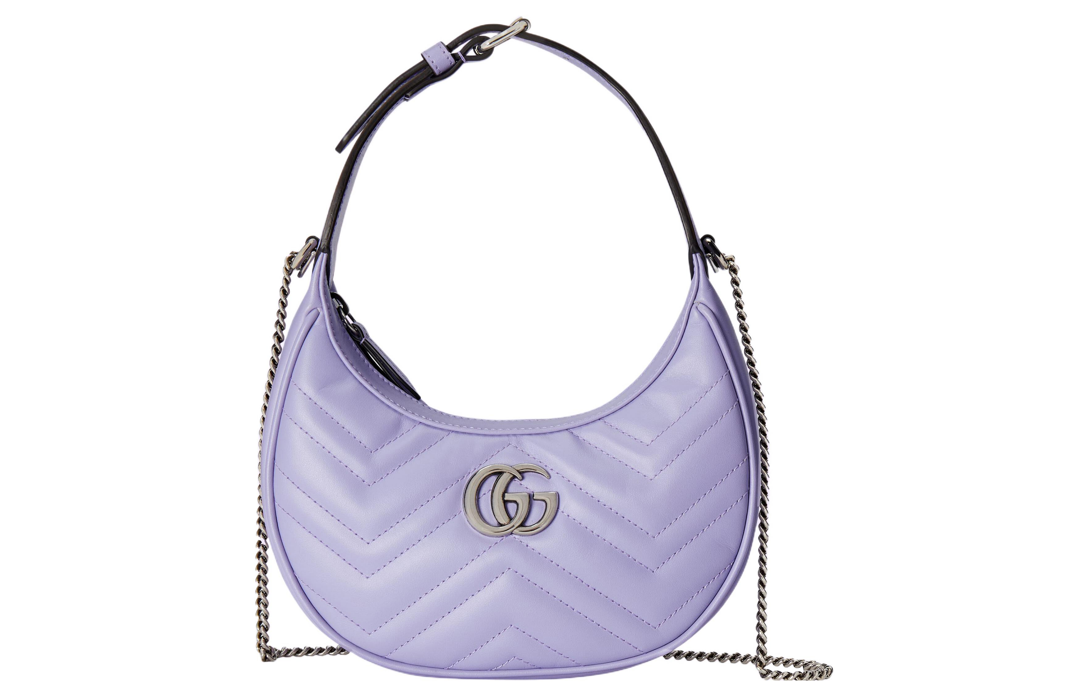 

GUCCI Сумка Marmont Leather Crescent, портативная кроссбоди, женская наплечная сумка в фиолетовом цвете