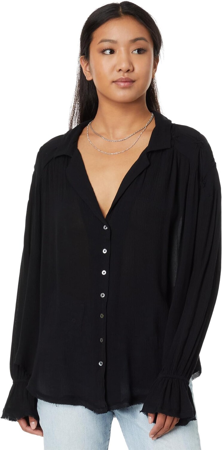 

Топ Free People Olivia Smocked Top, черный