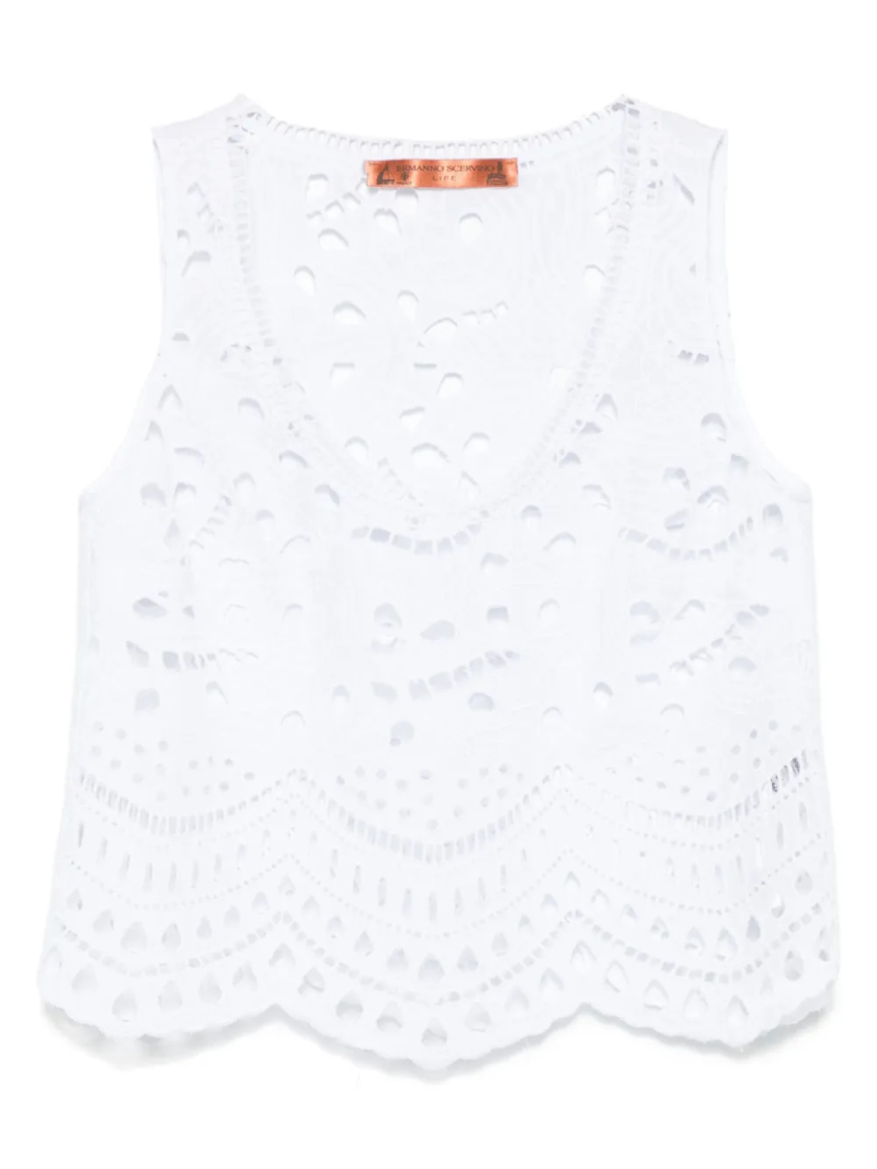 

Топ Ermanno Scervino из английской вышивки, белый