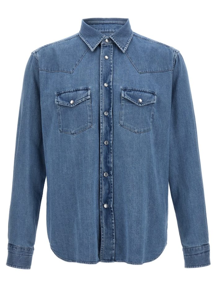 

Мужская рубашка Tom Ford Twill Western в цвете Denim Blue, цвет tom ford mens twill western shirt in denim blue