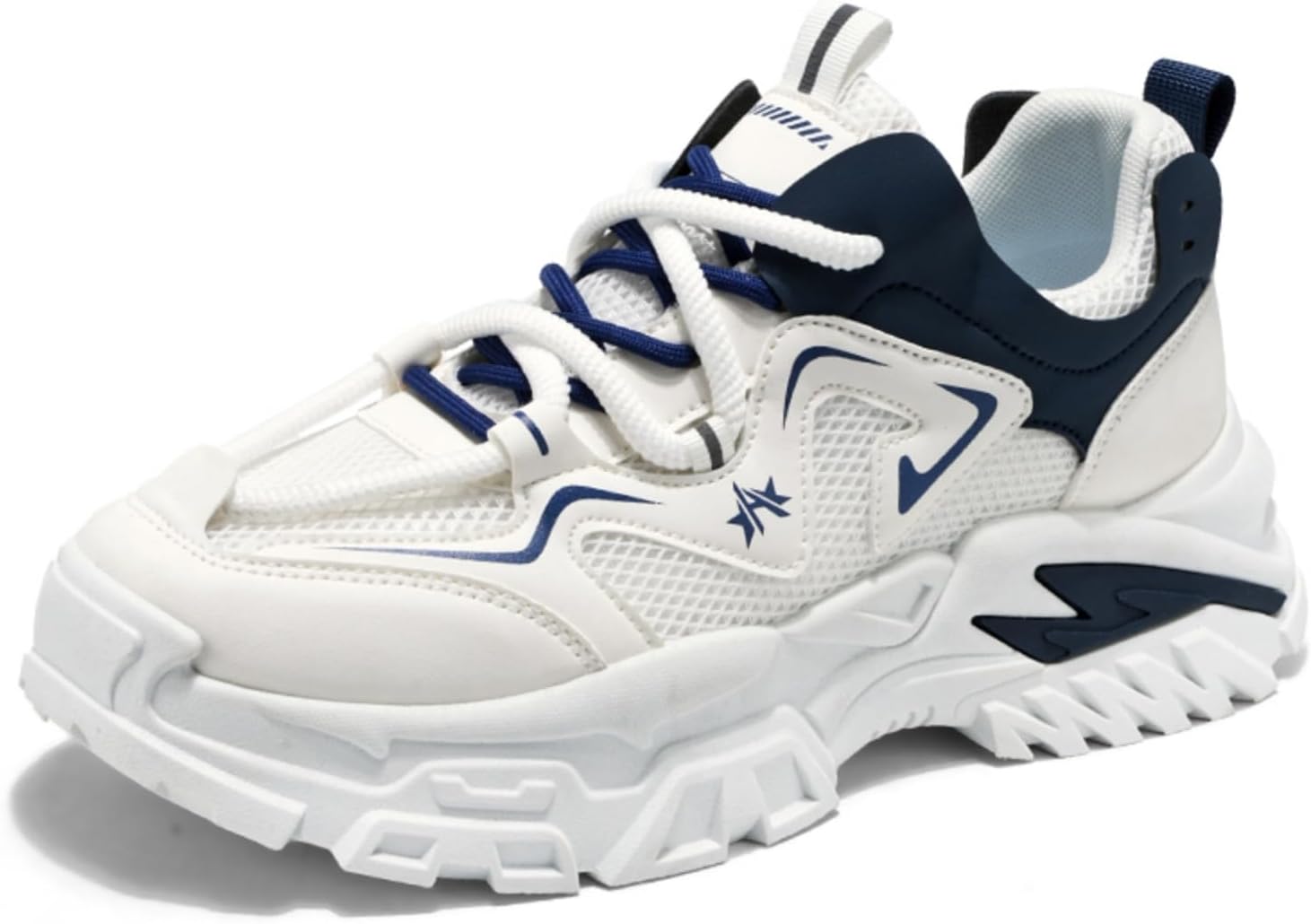 

Мужские массивные кроссовки, стильные с толстой подошвой, с регулируемыми шнурками, идеально подходят для уличной моды и повседневного комфорта Aokisx, синий