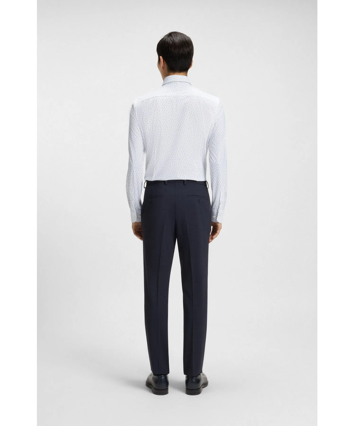 Мужская рубашка BOSS Slim Fit с принтом из эластичного джерси белая — фото 4