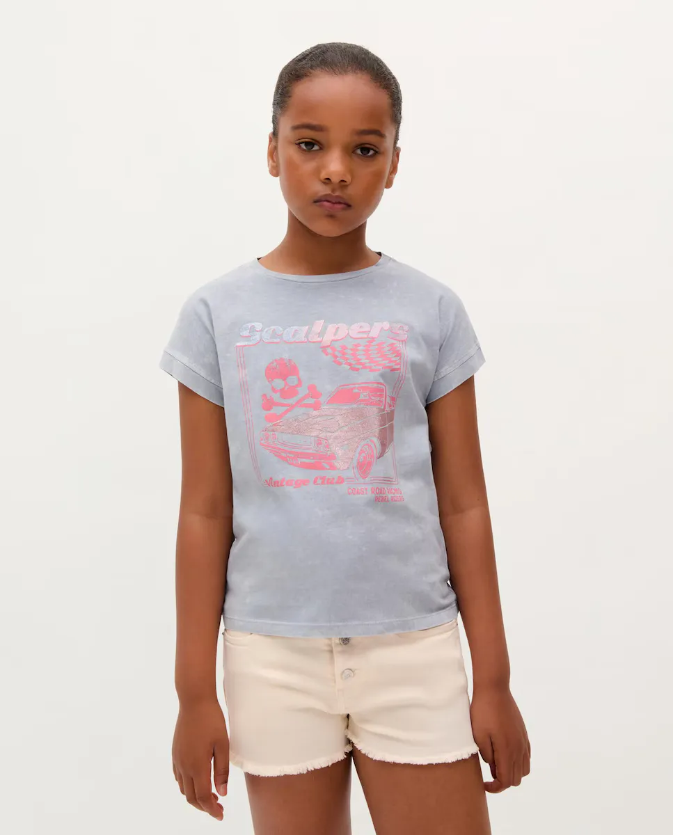 

Детская хлопковая футболка с коротким рукавом Scalpers, светло-голубой