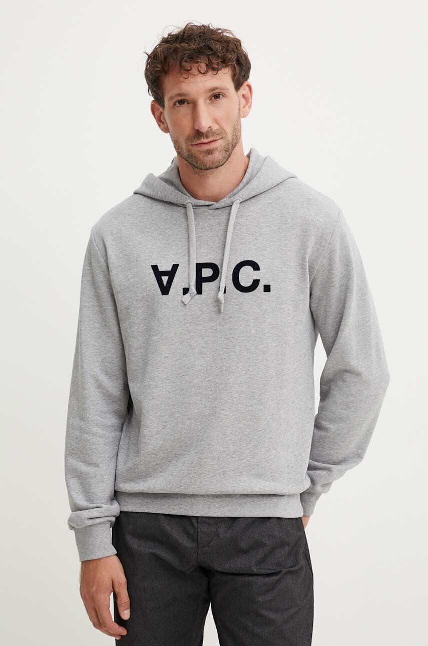 

Хлопковая толстовка с капюшоном GOTS Standard grand vpc A.P.C., серый