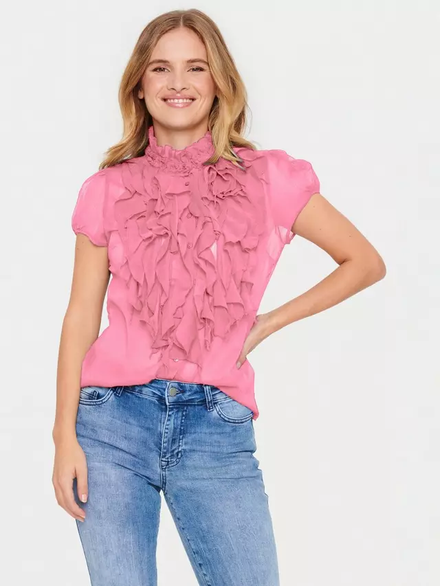 

Блуза Saint Tropez Lilja Short Sleeve Ruffle, цвет pink/cosmos