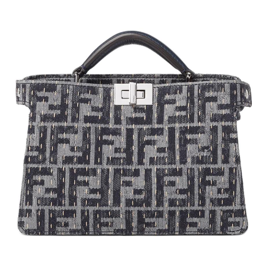 

Peekaboo ISeeU Cotton Shoulder Bag, Crossbody Bag, Handbag Men's Blue FENDI, Set (Bag+Dust Bag)
