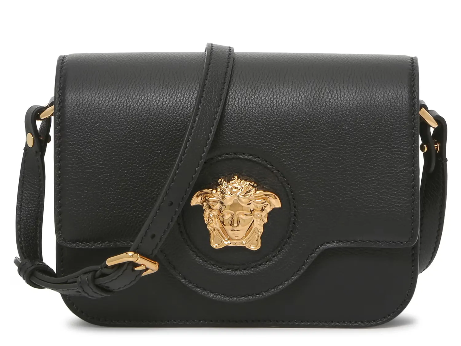 

Кожаная сумка через плечо Versace, черный