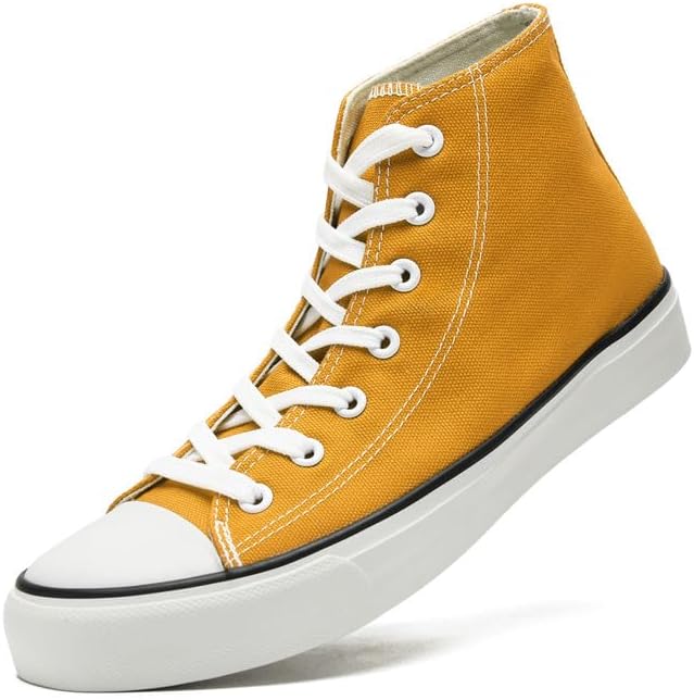 

Высокие кеды из ткани для женщин и мужчин, классические шнурованные тканевые туфли, модные высокие кеды для женщин и мужчин, повседневные теннисные ходовые обувь Xraehni, желтый