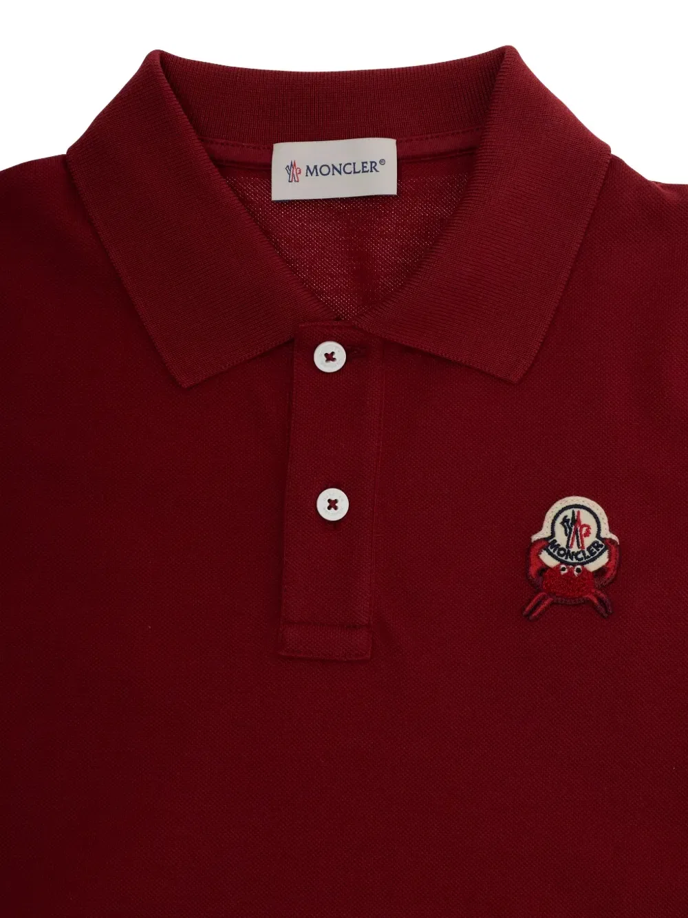 Хлопковая рубашка-поло с логотипом Moncler Enfant, красный — фото 3