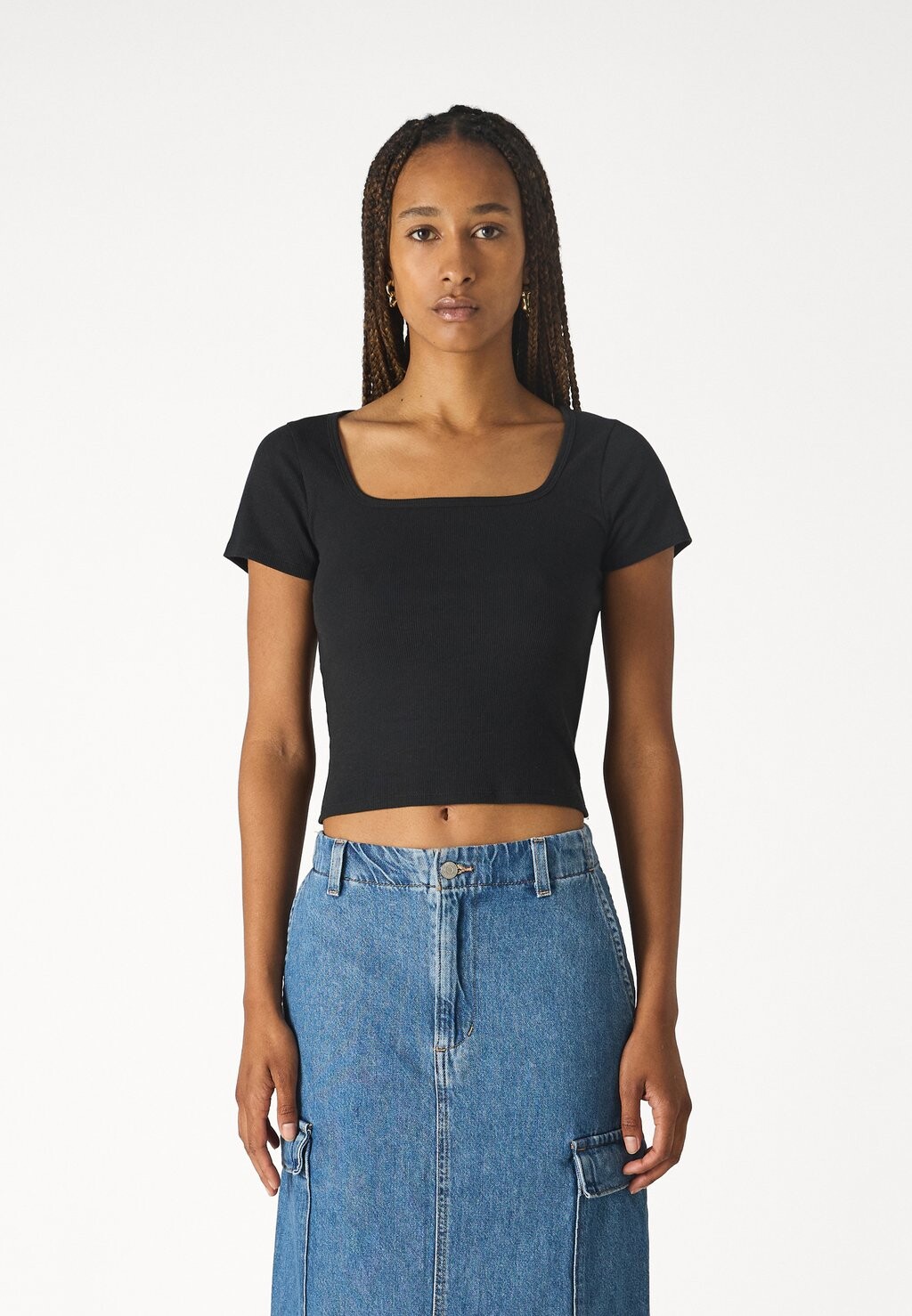 

Базовая футболка SQUARE NECK Hollister Co., черный