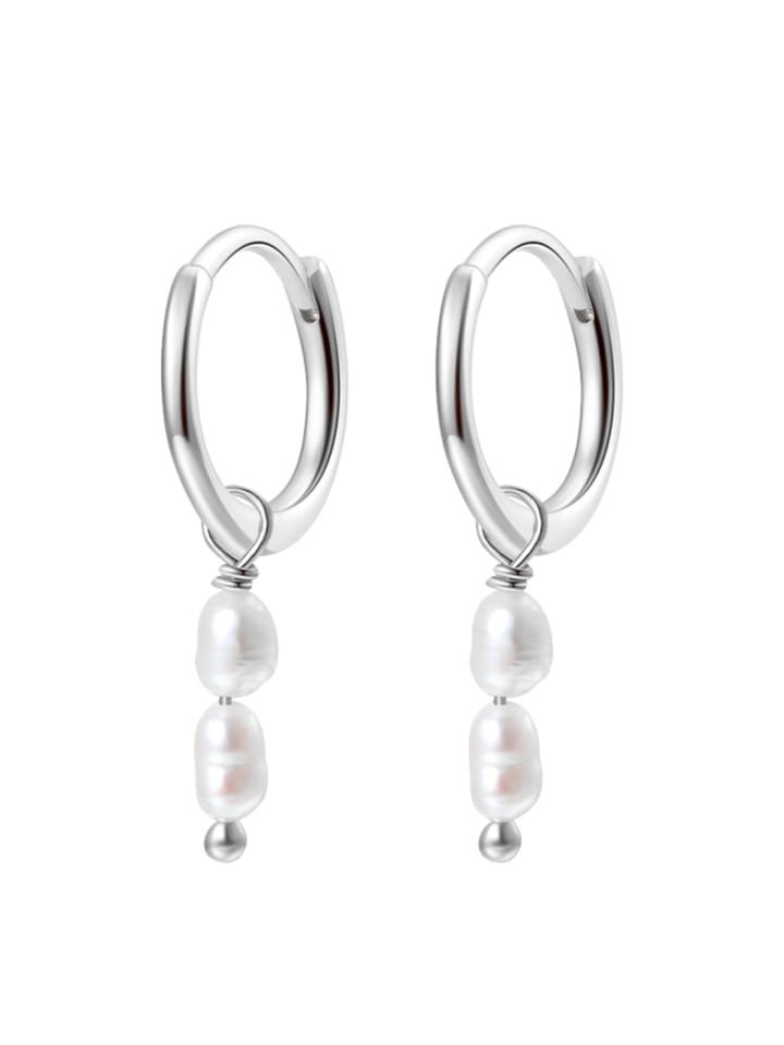 

Hey Happiness Серьги-кольца с жемчужными подвесками, серебро 925 пробы