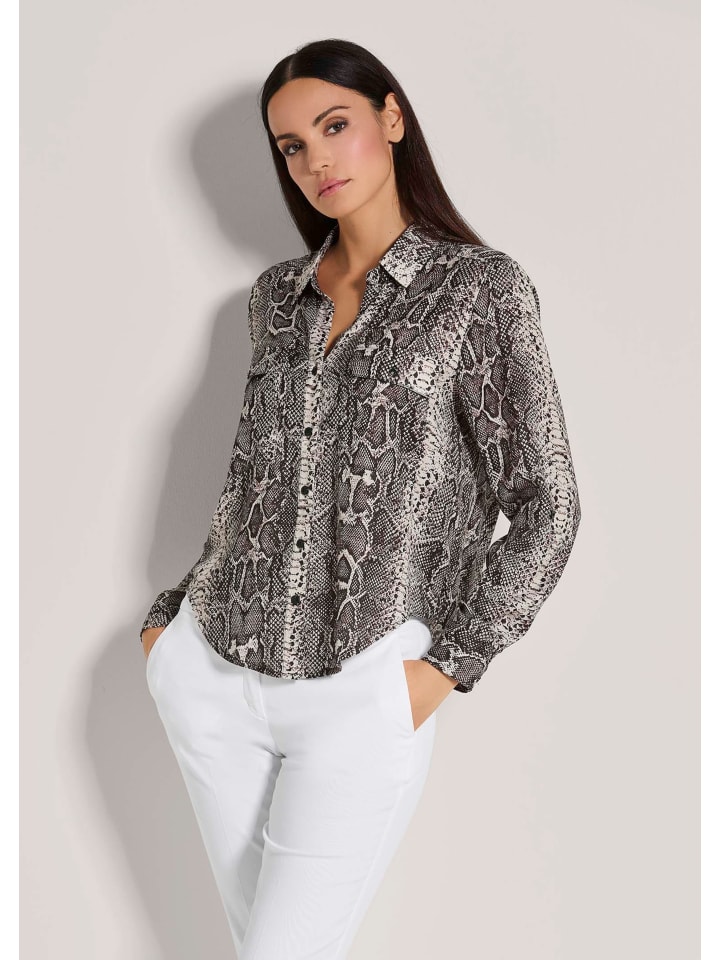 

MADELEINE Длинная блузка-рубашка с уникальным принтом жемчужно-белого/многоцветного цвета