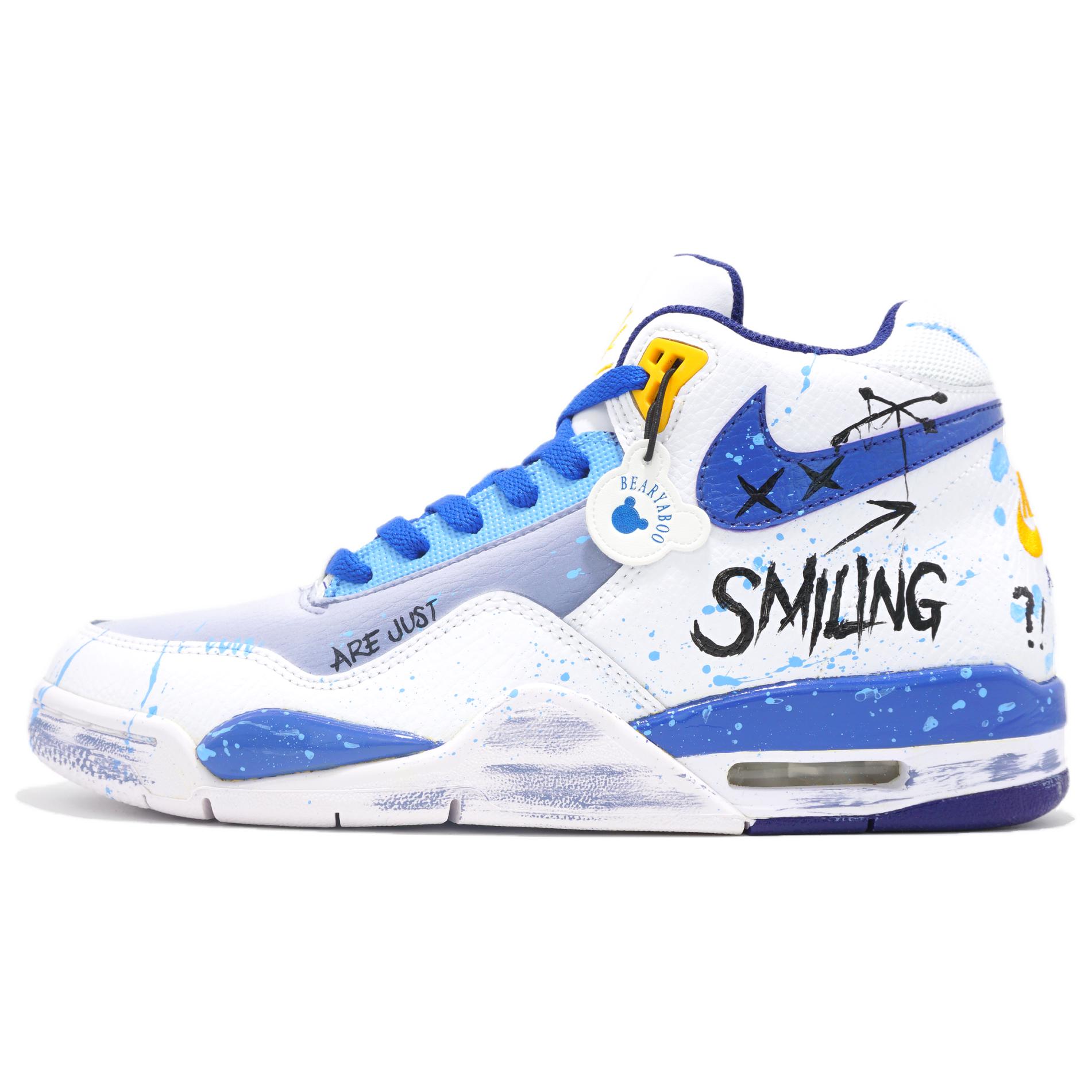 

Nike Flight Legacy Антискользящие и износостойкие мид-топ винтажные баскетбольные кроссовки для мужчин Бело-синие