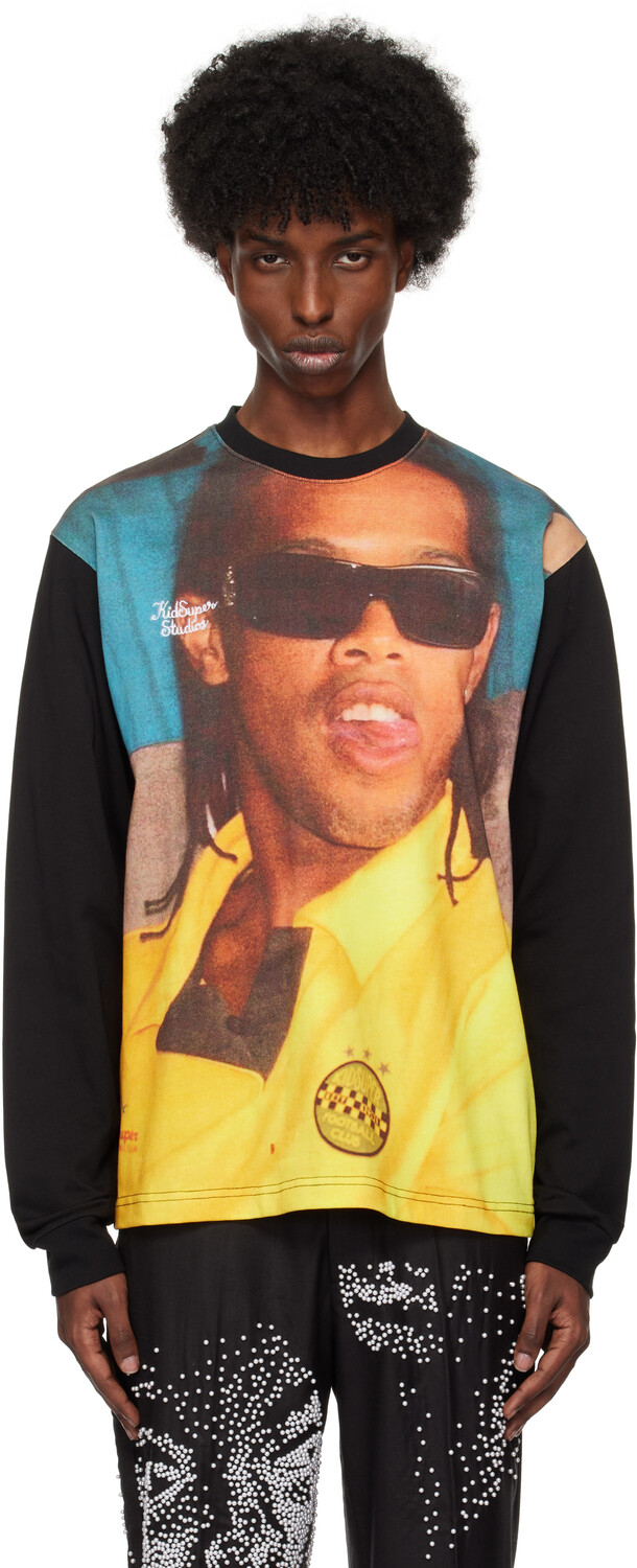 

Черная футболка с длинным рукавом с принтом Ronaldinho Edition KidSuper