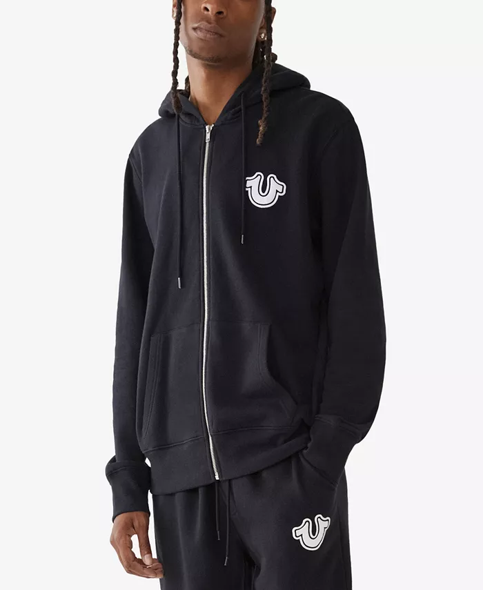 

Мужская худи с молнией спереди и логотипом Core True Religion, черный
