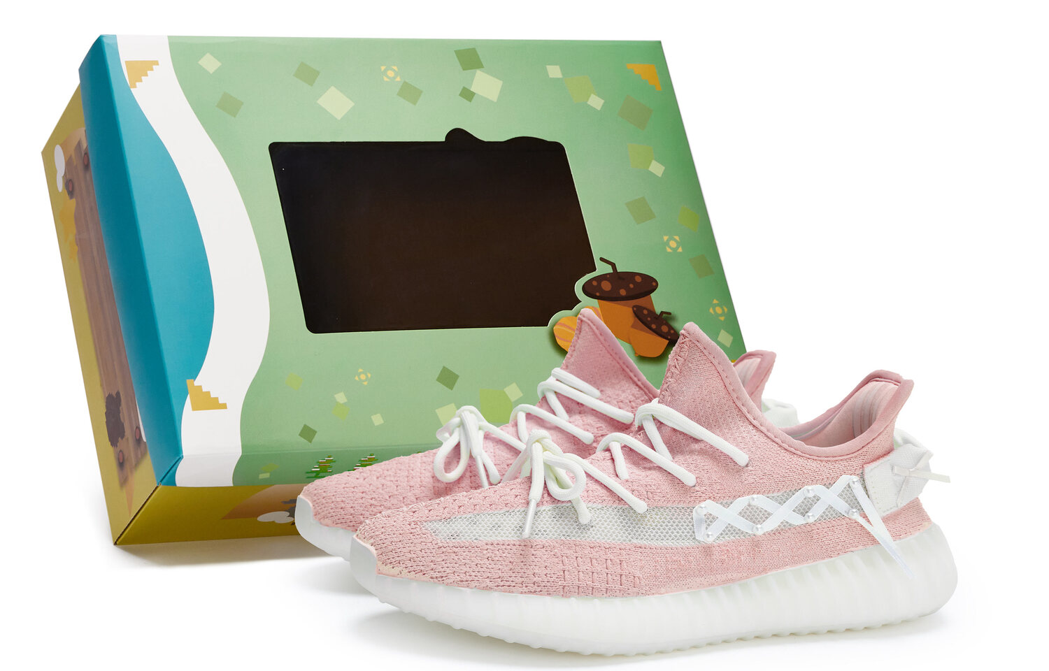 Adidas Originals Иези Буст 350 В2 противоскользящие низкие кеды унисекс бело-розовые, цвет Pink White — фото 3