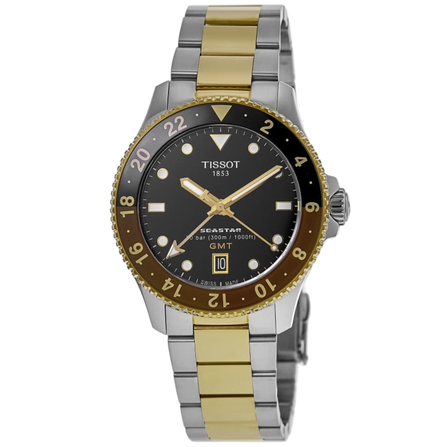 

Мужские часы Tissot Seastar 1000 Quartz GMT Root Beer из желтого золота с покрытием PVD из стали T120.852.22.051.00