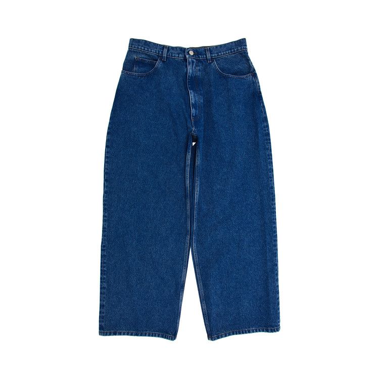 

Брюки Marni Bleached Coated Denim With Logo Lettering Trousers, Ocean