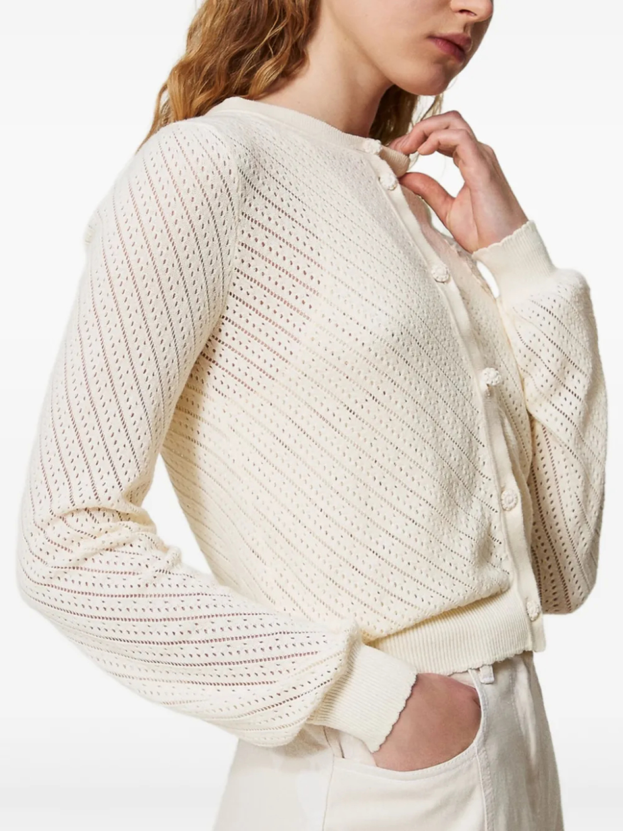 

Кардиган ажурной вязки TWINSET, белый