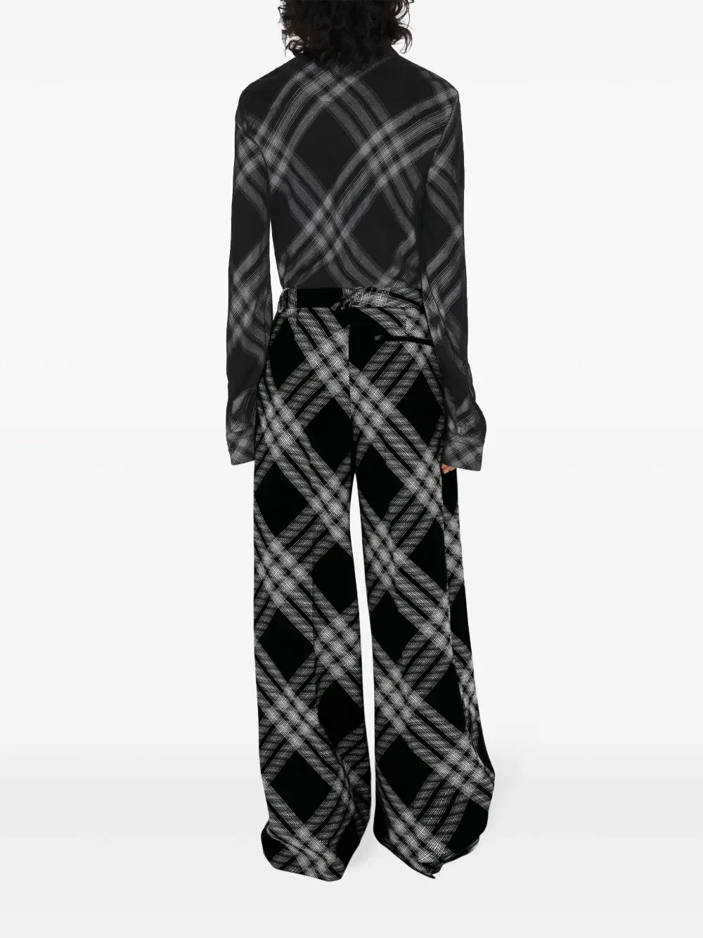 Брюки Burberry, шерстяные, клетчатый узор, черный — фото 4