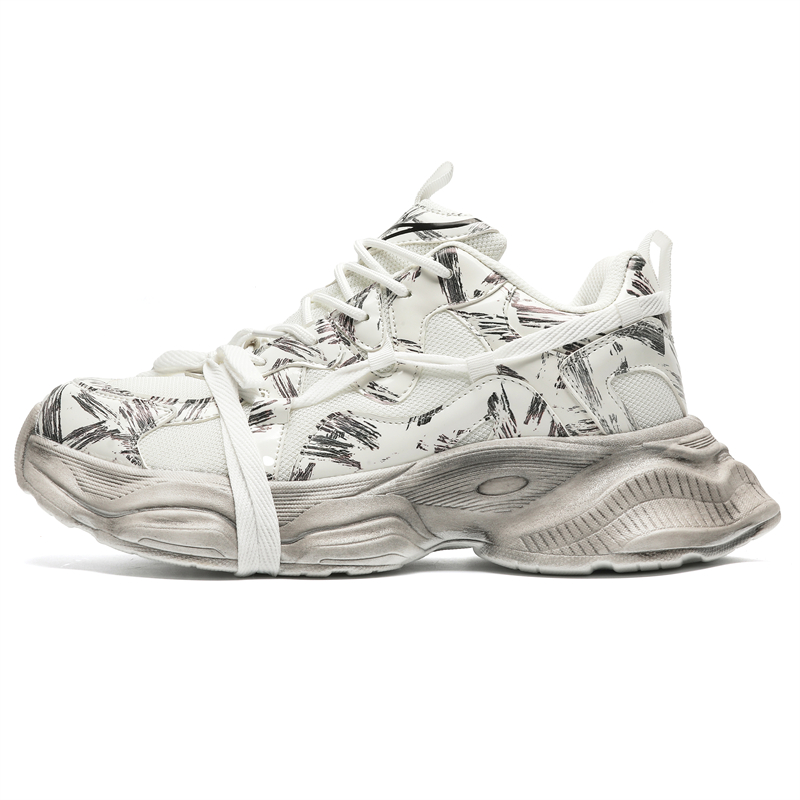 

RBV Антискользящие износостойкие массивные низкие кеды унисекс белый винтажный эффект, цвет White Distressed