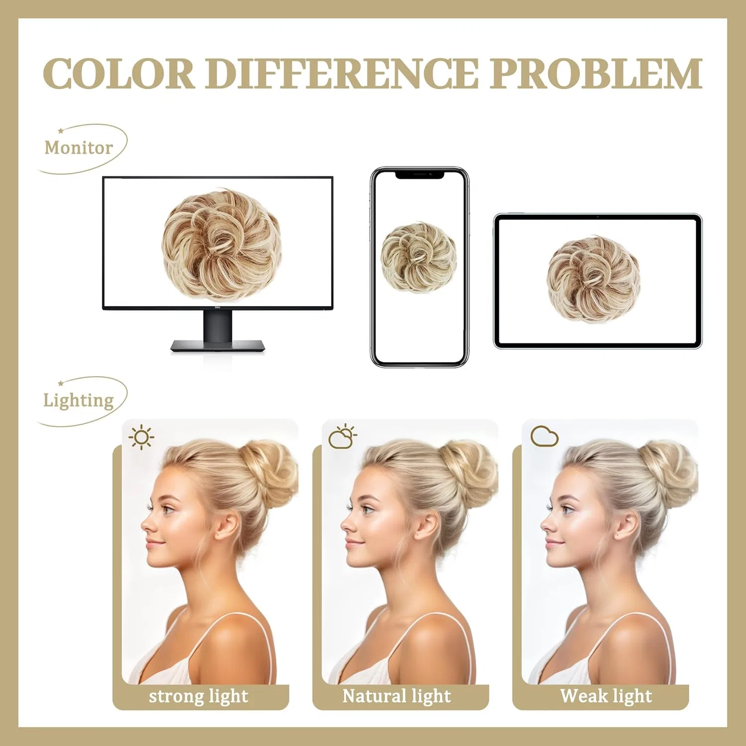 Пучок для волос с резинкой Messy Bun 55 г Belevo, Dirty Blonde — фото 3