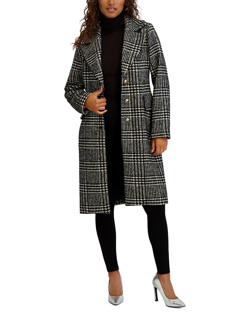 

Клетчатое пальто Kensie Kensie, черный