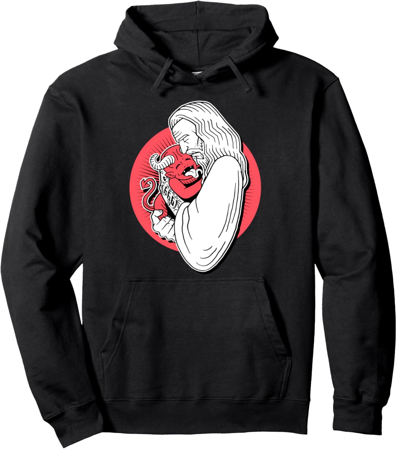 

Худи с изображением Иисуса и младенца дьявола-сатаны, любящих тебя, на Хэллоуин, с Бафометом Bcc Halloween Shirt, черный