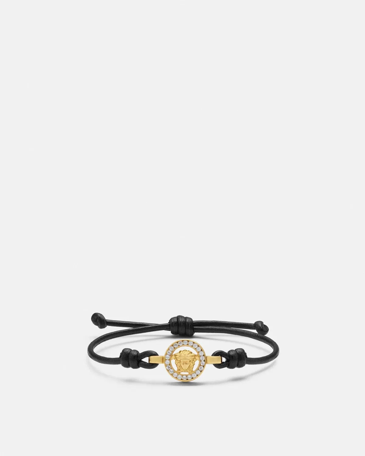 Кожаный браслет Medusa '95 с кристаллами VERSACE, черный