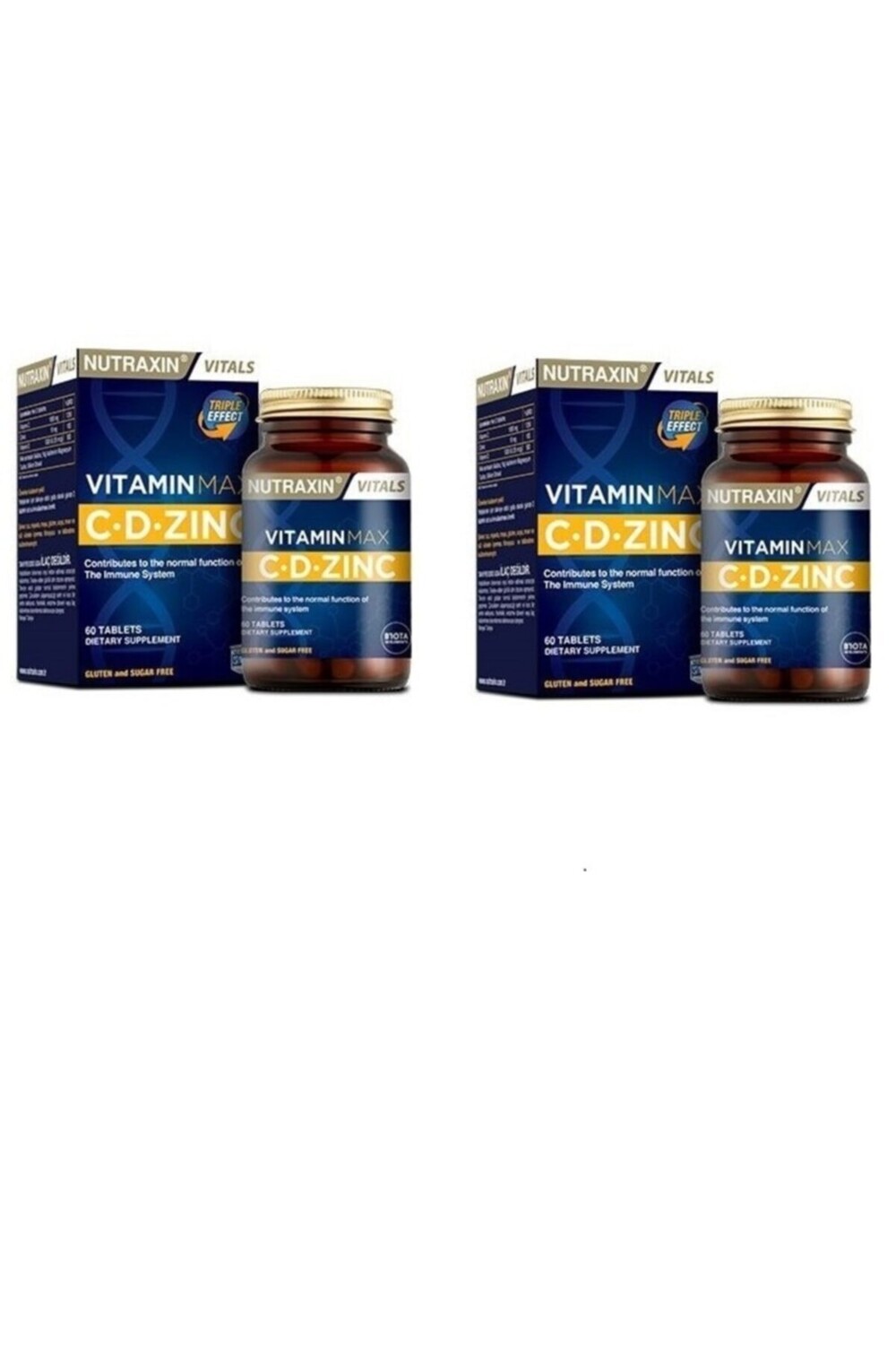 

Nutraxin Витамин C, витамин D, цинк 3, сильный компонент, 60 таблеток по 2 штуки