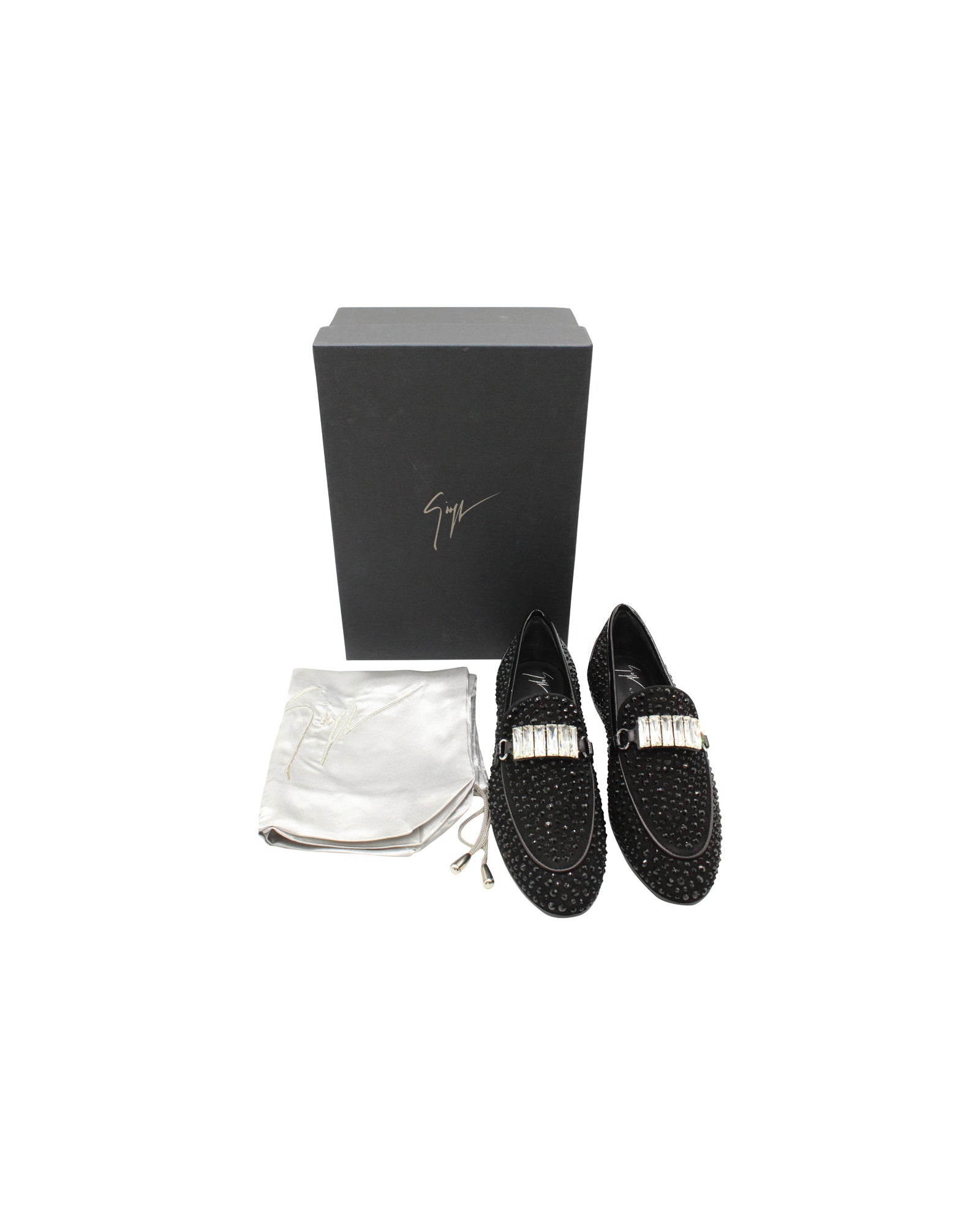 Мокасины с украшением Giuseppe Zanotti из черной замши, черный