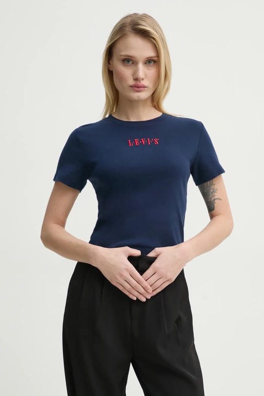 Хлопковая футболка Levi’s, темно-синий