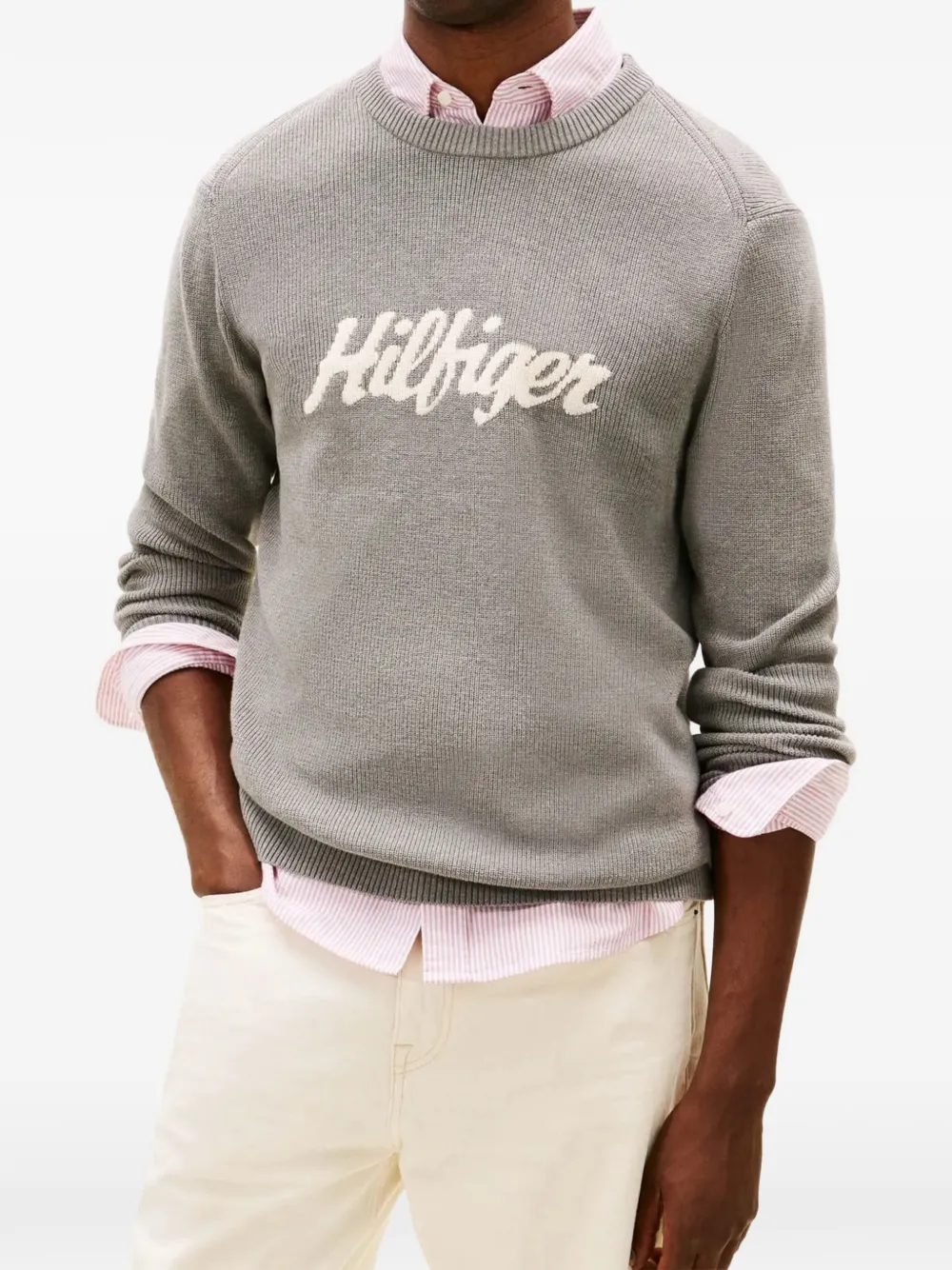 Свитер с круглым вырезом Tommy Hilfiger, серый — фото 3
