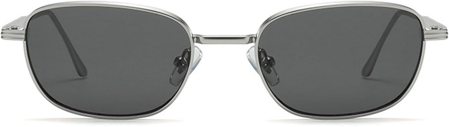 

Ретро квадратные солнцезащитные очки для женщин и мужчин в стиле 90-х, модные винтажные очки в металлической оправе, небольшие панк-очки с защитой от УФ-излучения mincl, Silver Black