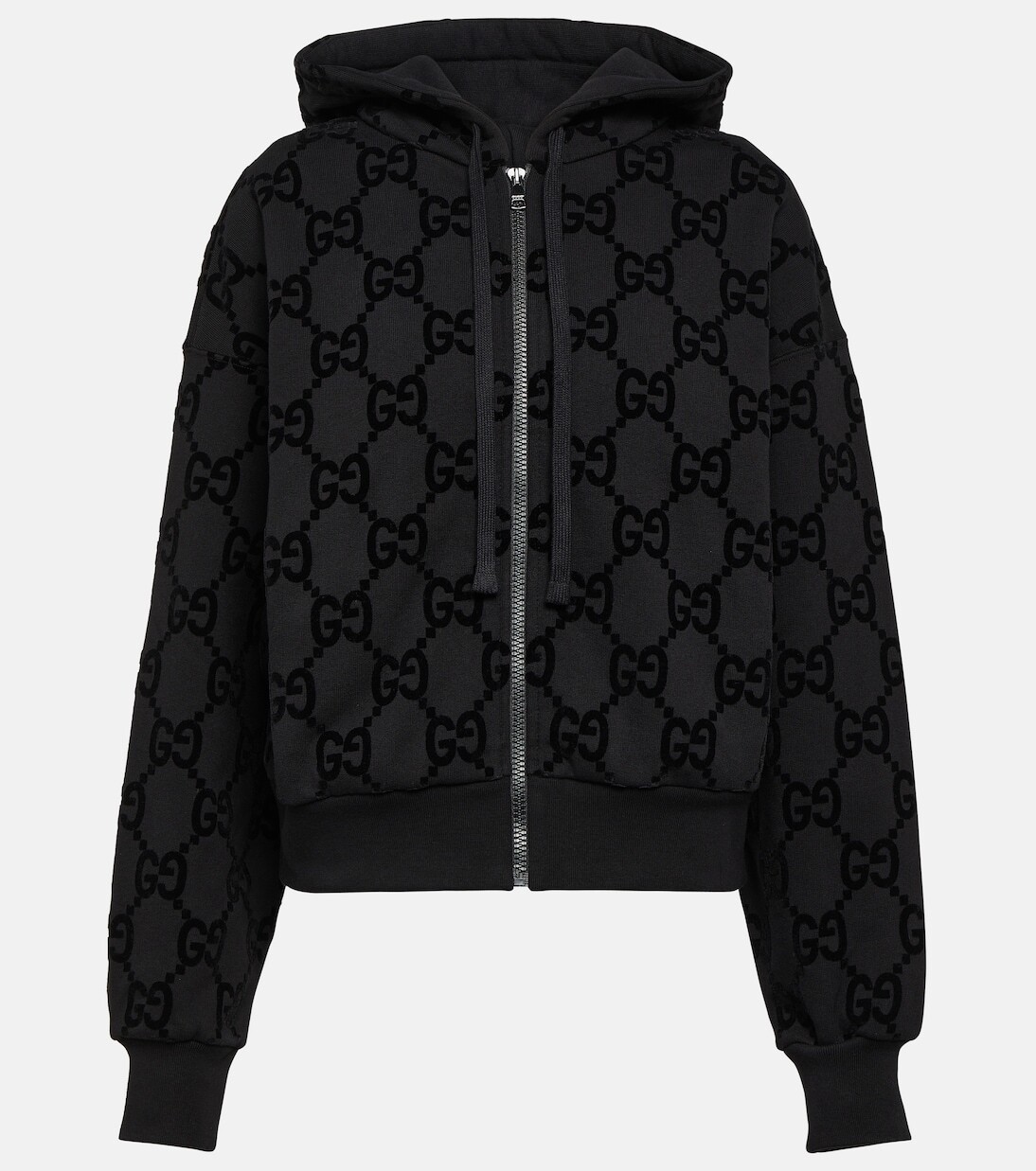 

Худи из хлопкового флиса gg Gucci, черный