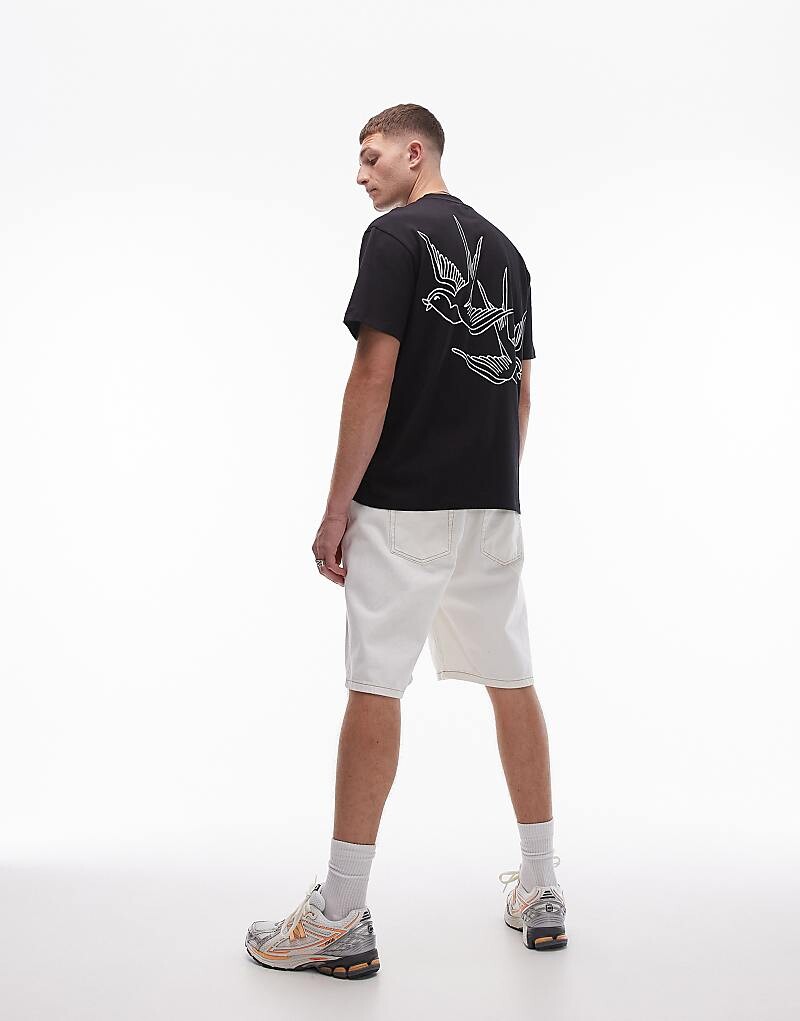 

Topman 2013 Черная футболка оверсайз с графикой 3-х цветов на спине