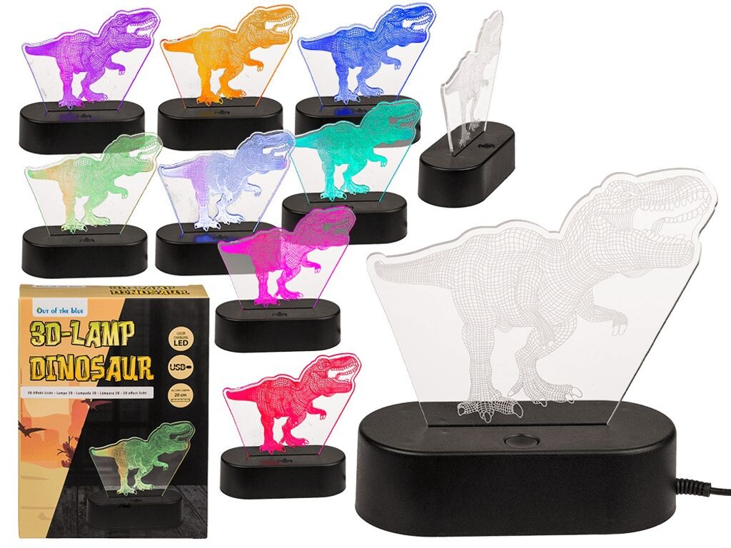 

3D-лампа светящаяся T-Rex I 7 цветов ночник для детской комнаты I USB-управление I Динозавр, меняющий цвет Out of the blue