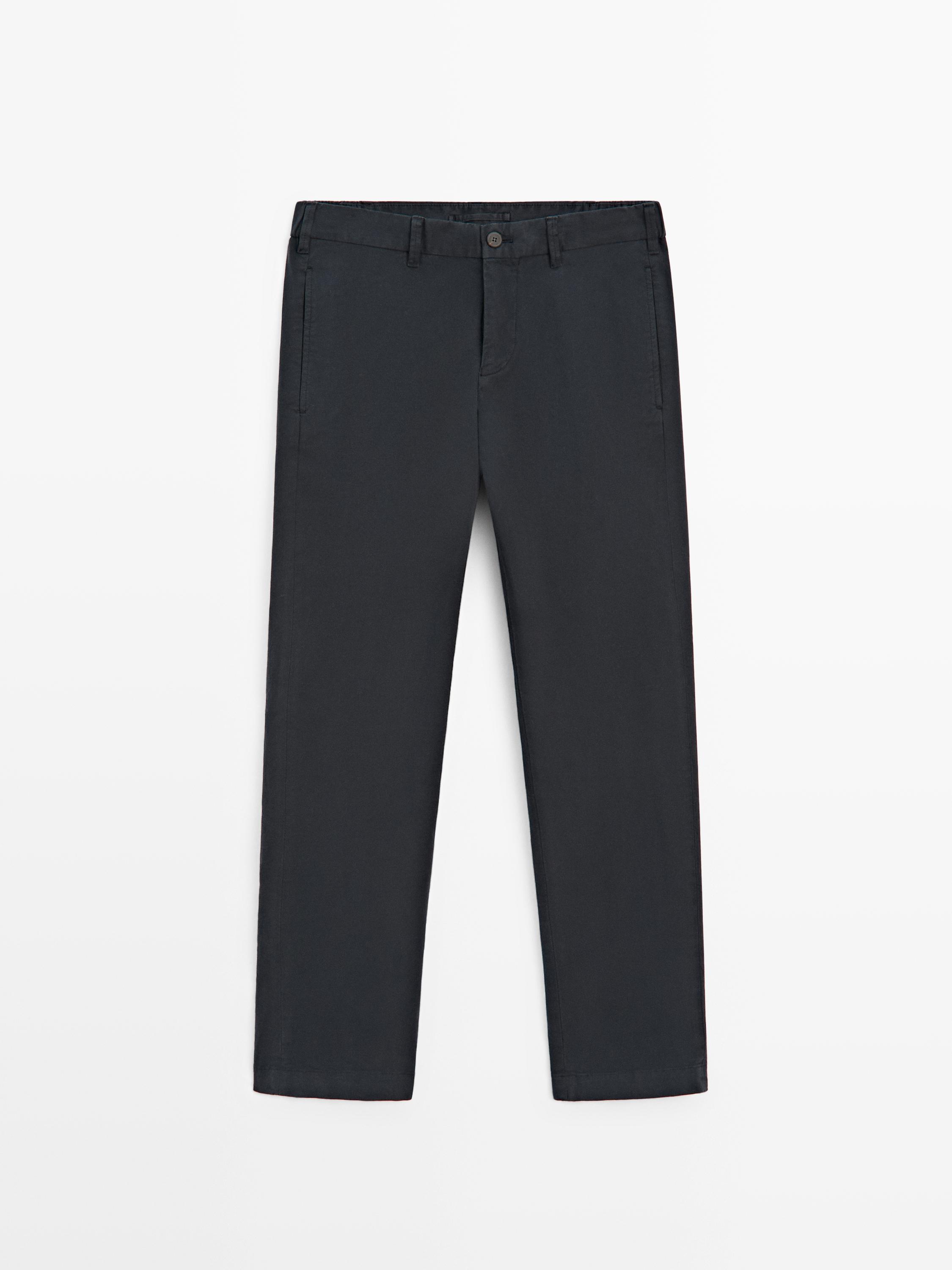 Брюки зауженного кроя из хлопковой смеси Massimo Dutti, navy blue — фото 2