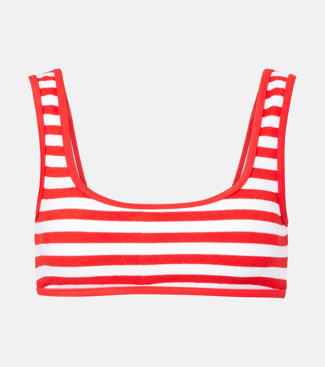 

Бикини топ с полосками и закруглёнными краями из махровой ткани Jade Swim, Red Stripe