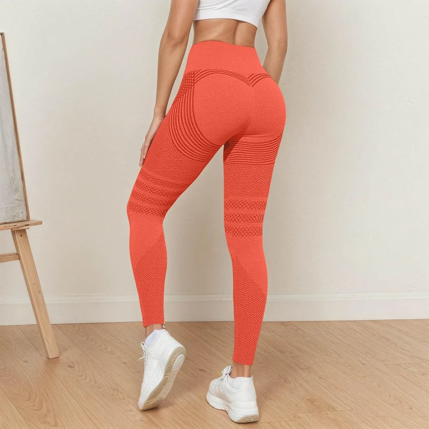 Леггинсы компрессионные с эффектом anti-cellulite, высокие, бесшовные, Orange — фото 4