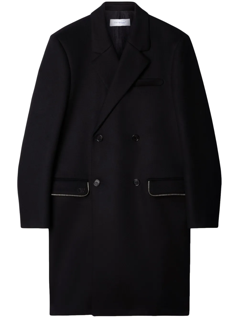 

Пальто из вирджинской шерсти с молнией OFF-WHITE, черный