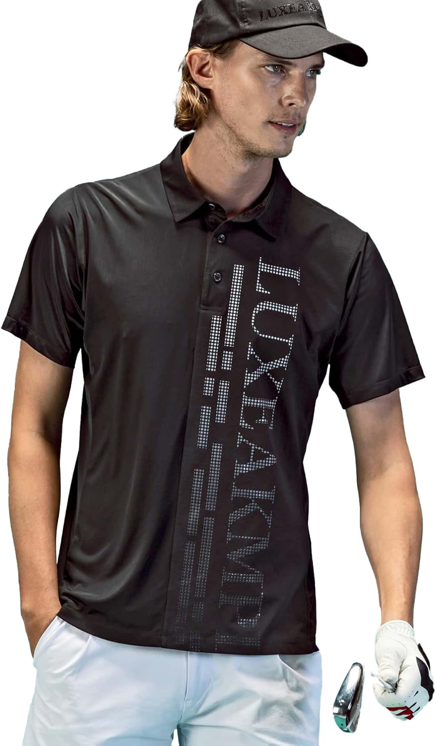 

Мужская поло-рубашка LUXEK Plus с коротким рукавом и вертикальным логотипом в современном стиле для гольфа Luxeakmplus, черный