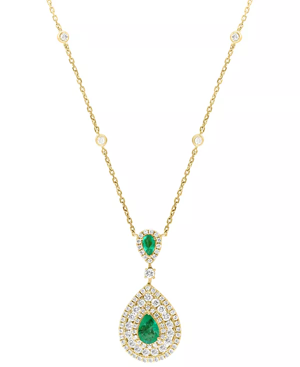 

Ожерелье с подвеской Effy в форме груши длиной 18 дюймов из 14-каратного золота с изумрудом (3/4 карата) и бриллиантом (1-1/8 карата) Effy Collection, gold