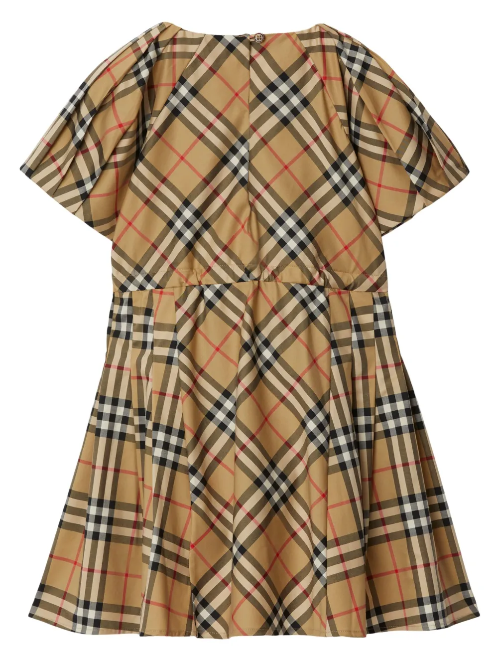 Клетчатое платье мини со складками BURBERRY KIDS, нейтральный — фото 2