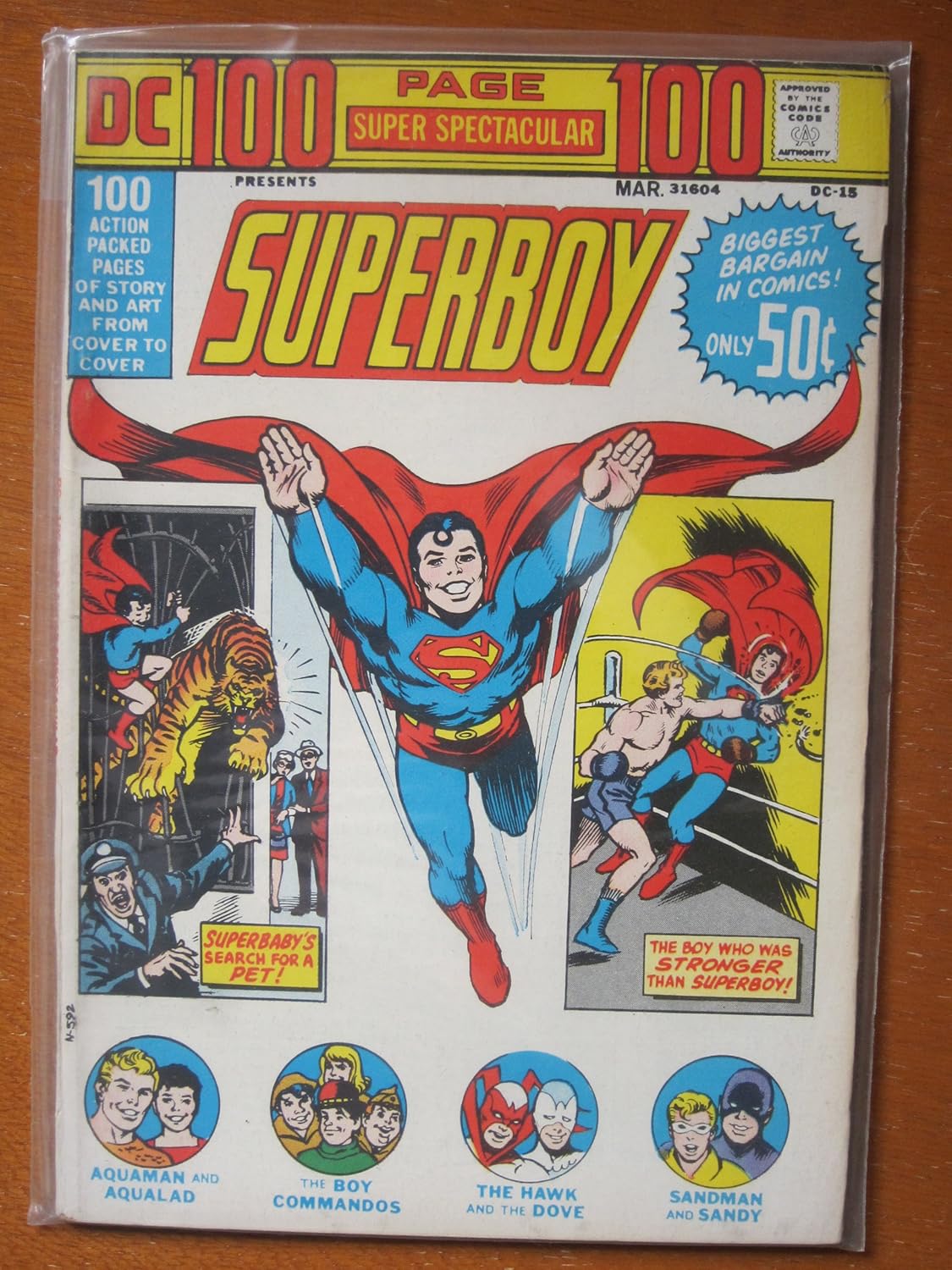 

DC 100-Page Super Spectacular #15, March 1973. Superboy, Aquaman, Hawk & Dove, Boy Commandos, Sandman (DC Comics)