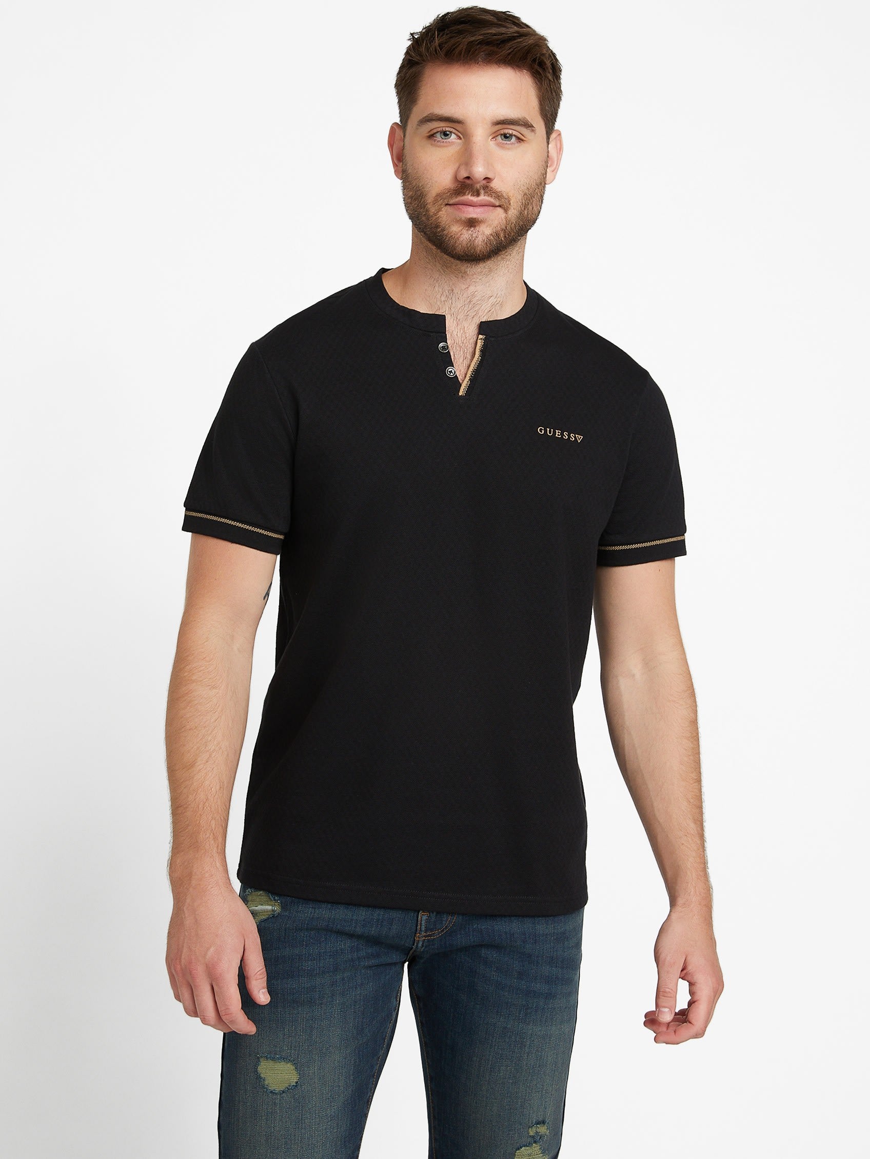 

Футболка Eco Ricardo Henley Guess Factory, черный