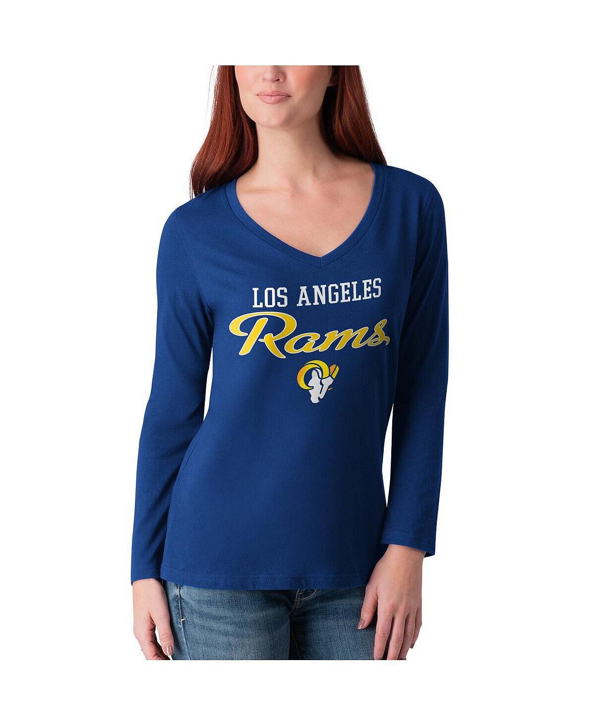 

Женская футболка Royal Los Angeles Rams Post Season с длинным рукавом и v-образным вырезом G-III 4Her by Carl Banks