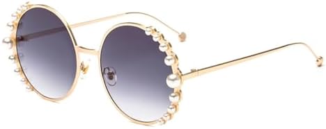 

Солнцезащитные очки 2027 года для женщин, металлическая оправа, круглые солнцезащитные очки с зеркальными линзами, перламутровые линзы, защита от УФ-излучения UV400 MTZJH, 1