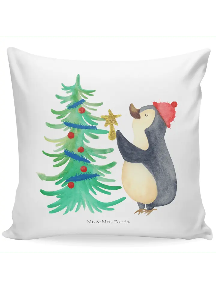 

Подушка Mr & Mrs Panda 40x40 Pinguin Weihnachtsbaum, белый